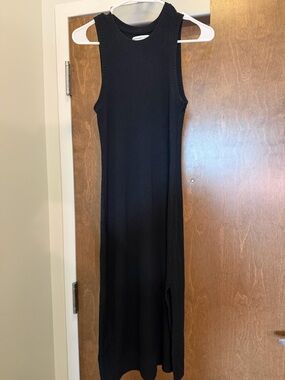 Abercrombie & Fitch Black Sleeveless Ribbed Maxi Dress